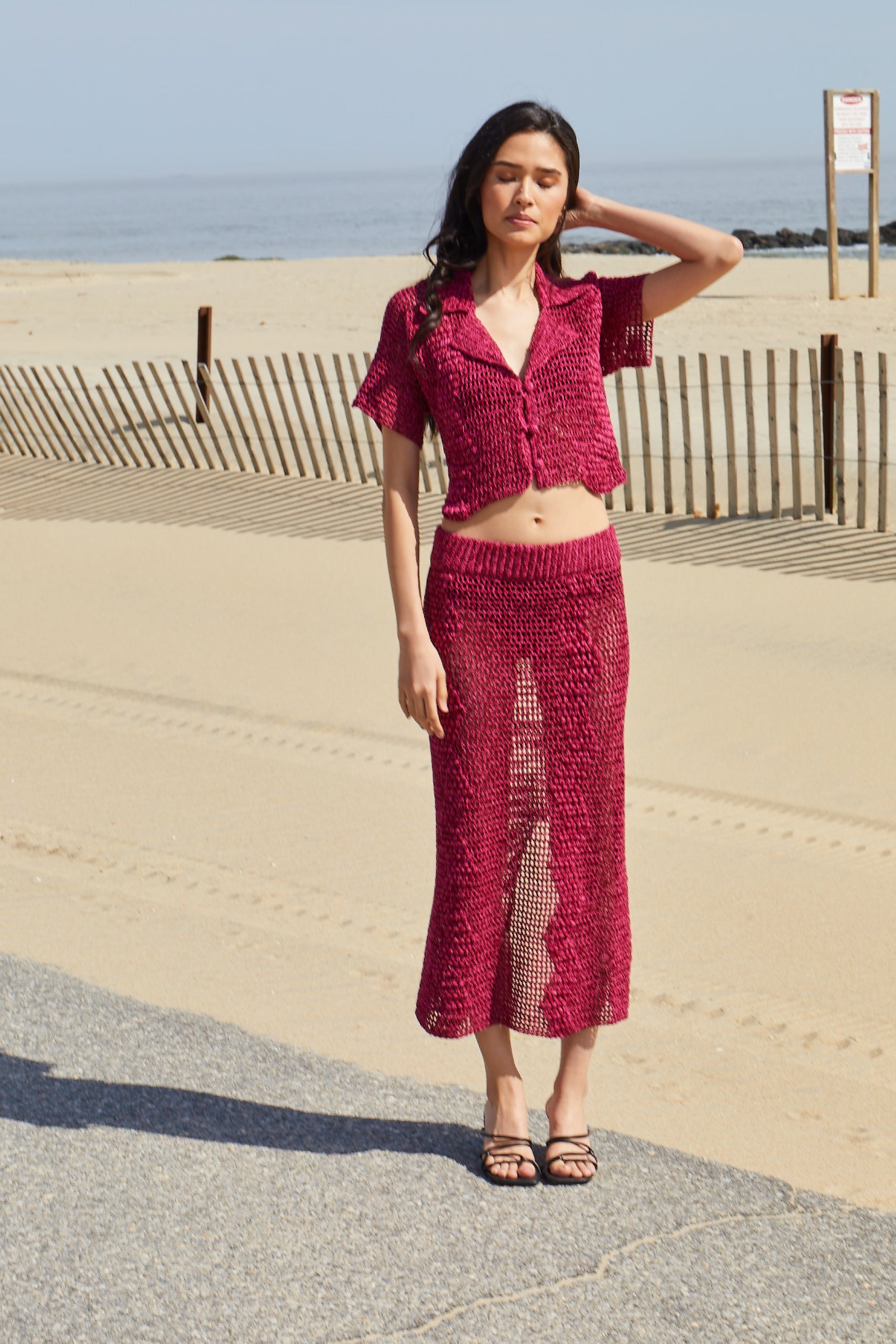 Mozhdeh Matin Zig Zag Crochet Midi Skirt