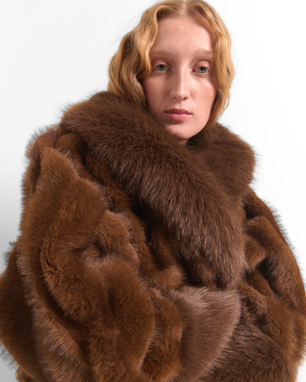 Beatrice B Cropped Faux Fur Jacket with Maxi Collar