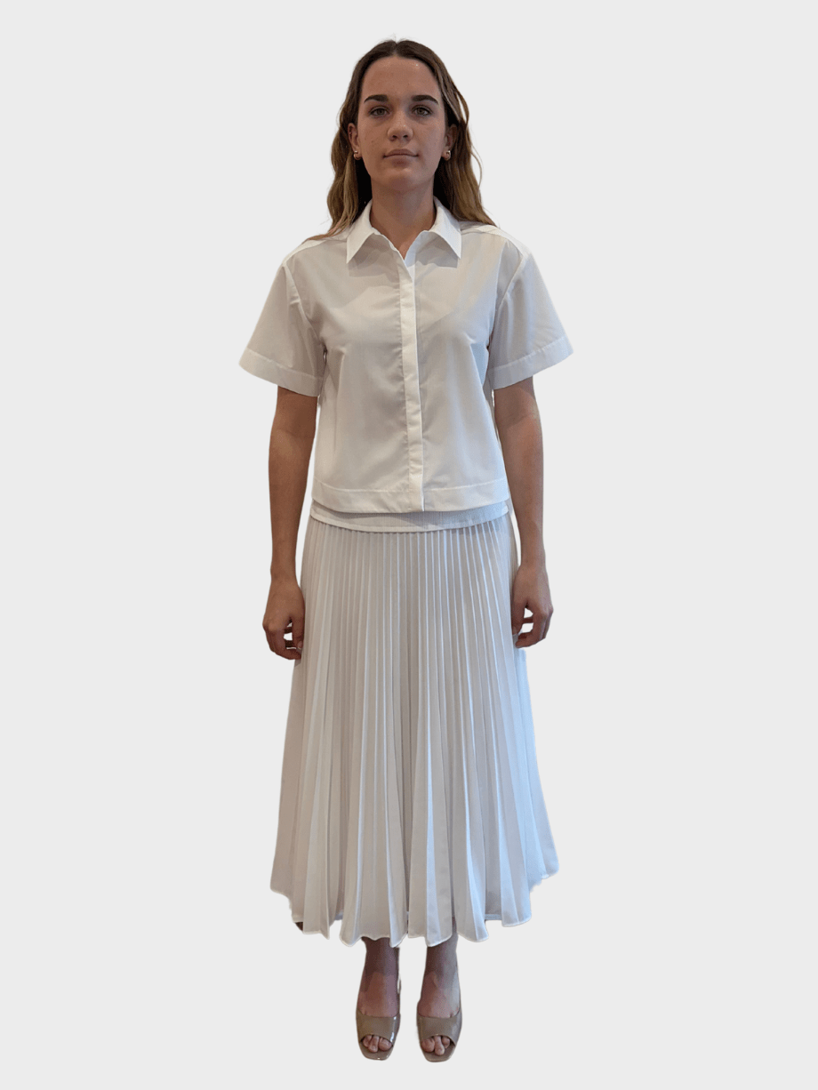 Simkhai Bernie Cotton Pleated Top White