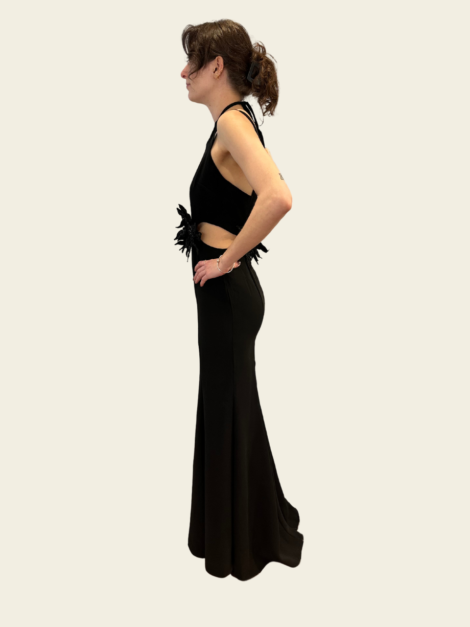 La Fuori Ophelia Noir Side Cut Out Gown