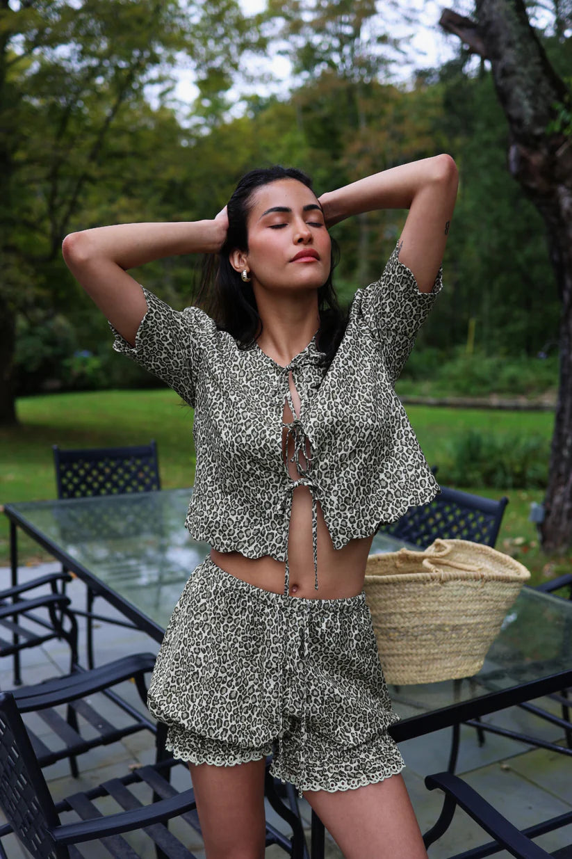 Sister Swim Scalloped Top Leopard