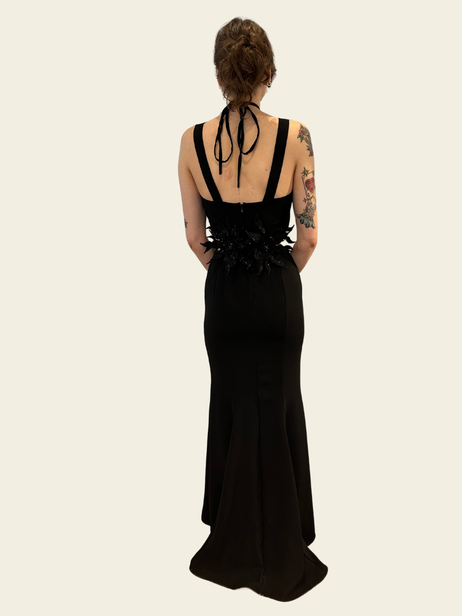 La Fuori Ophelia Noir Side Cut Out Gown