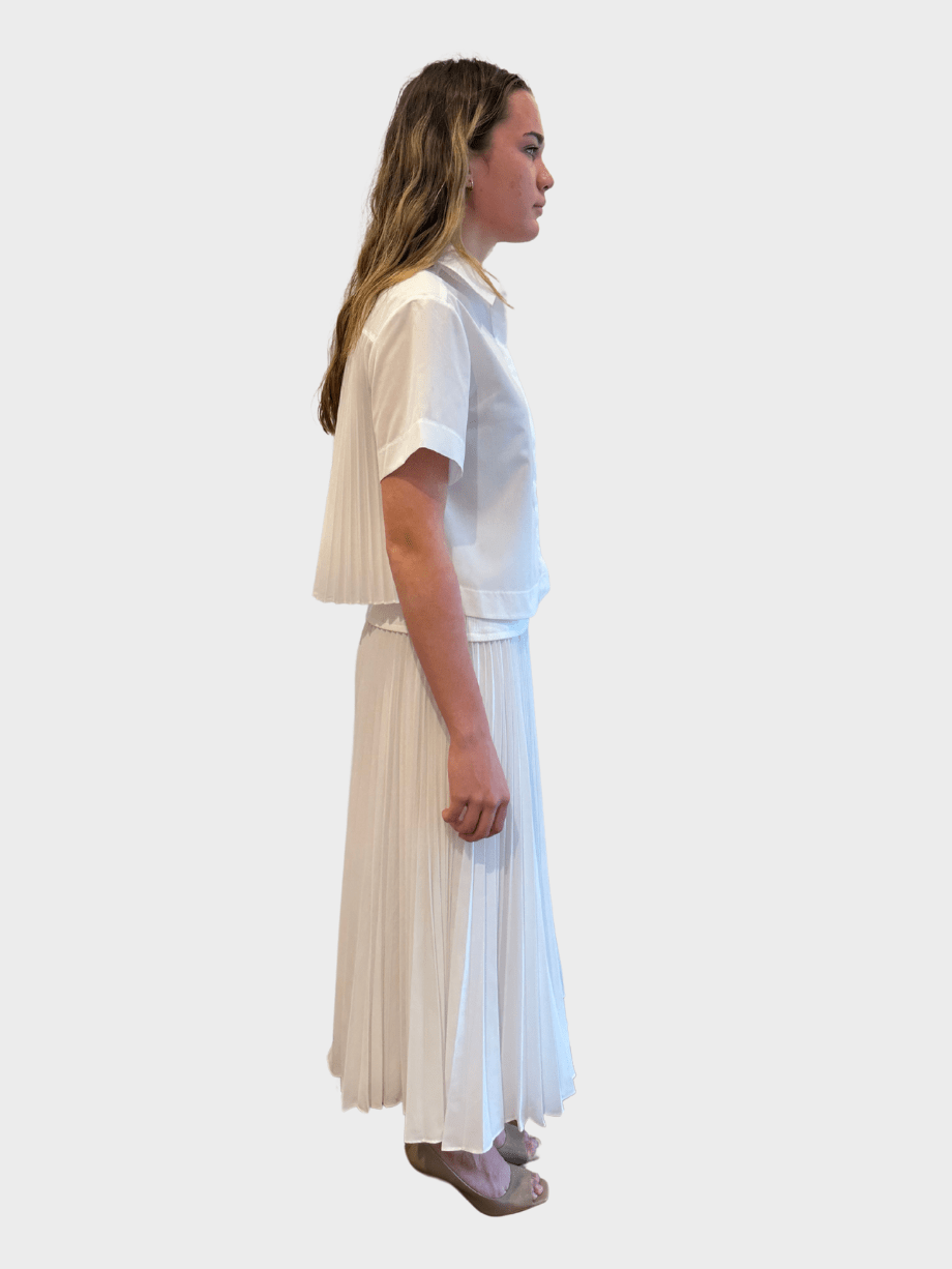 Simkhai Stella Pleated Midi Skirt White