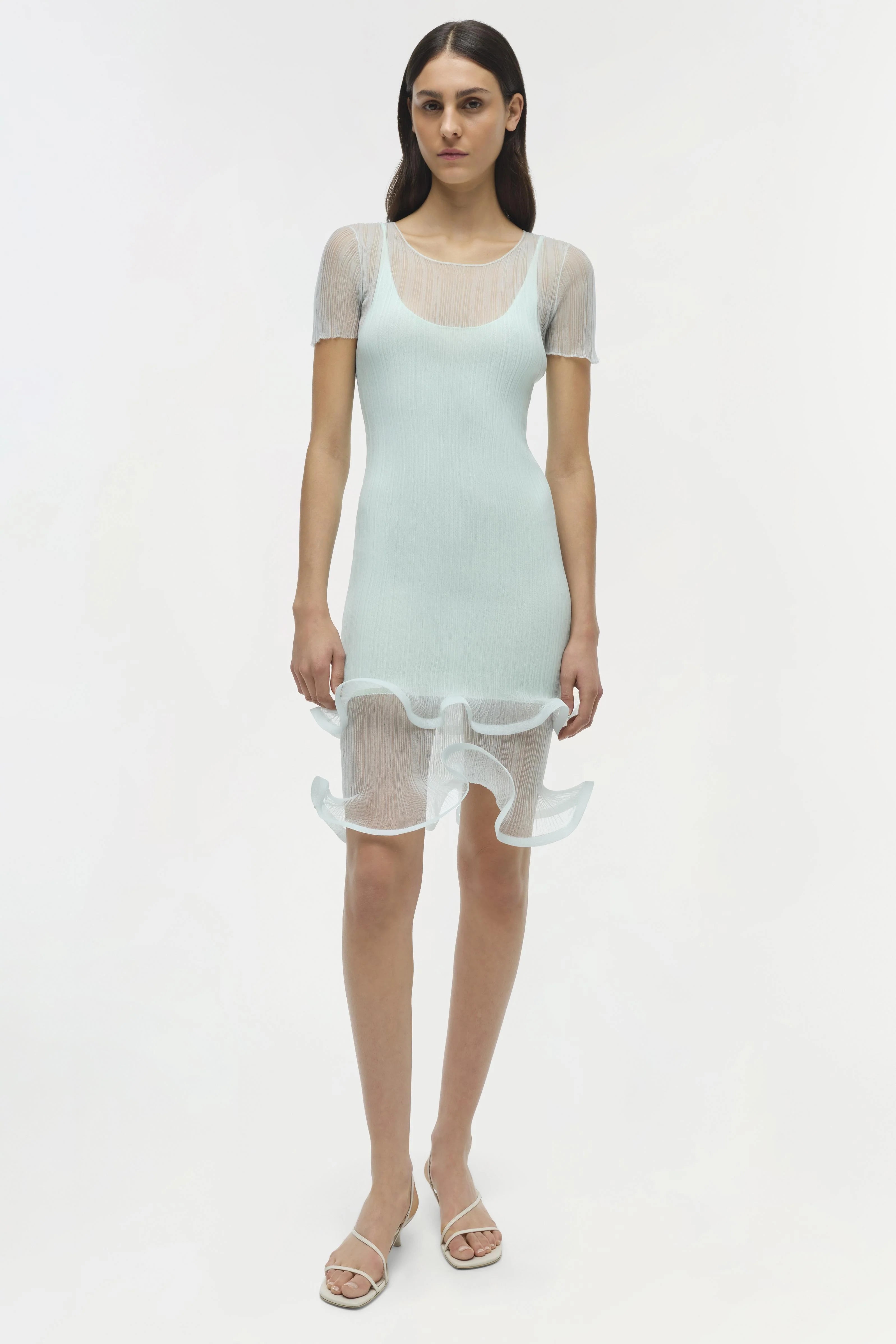 Simkhai Jett Plisse Mini Dress Seafoam