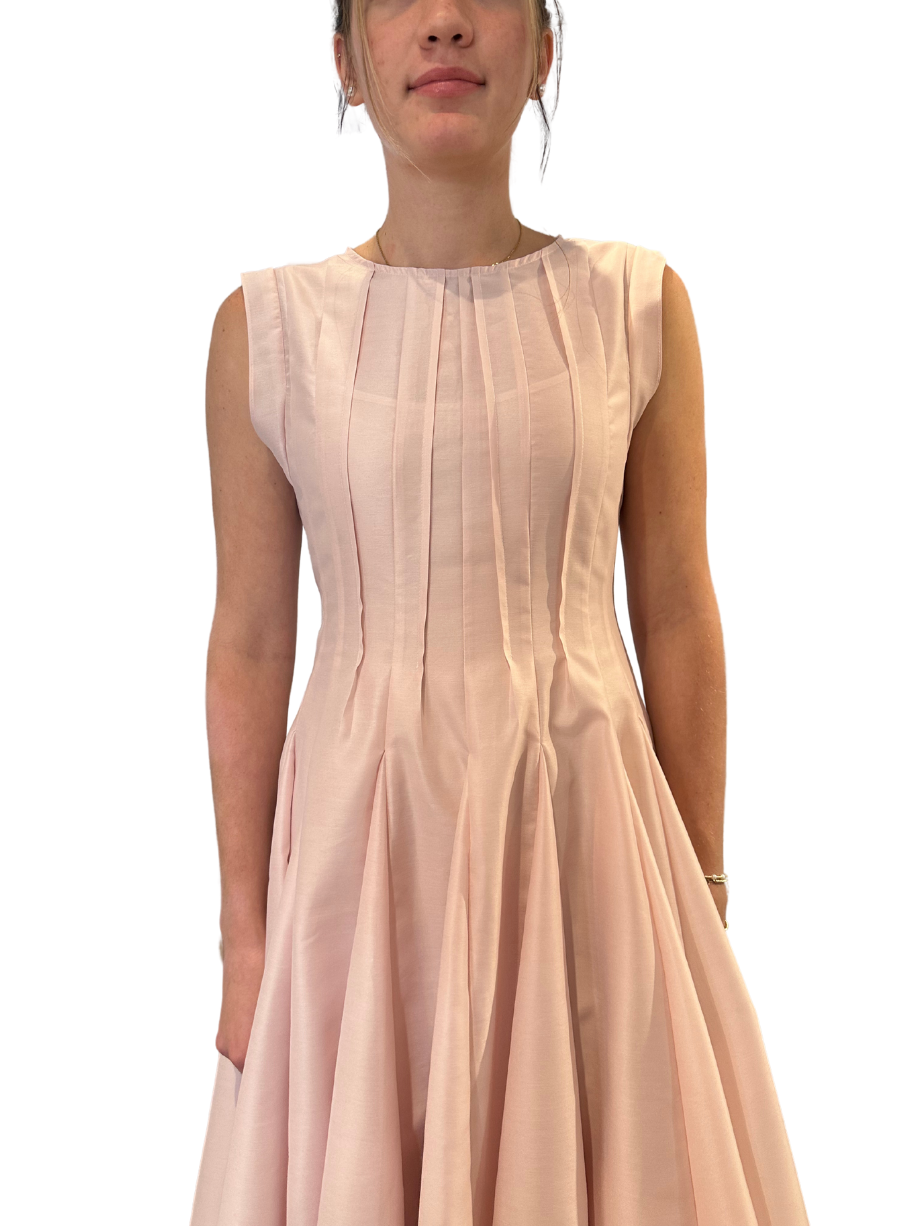 Hagahi Pleated Long Dress Pink