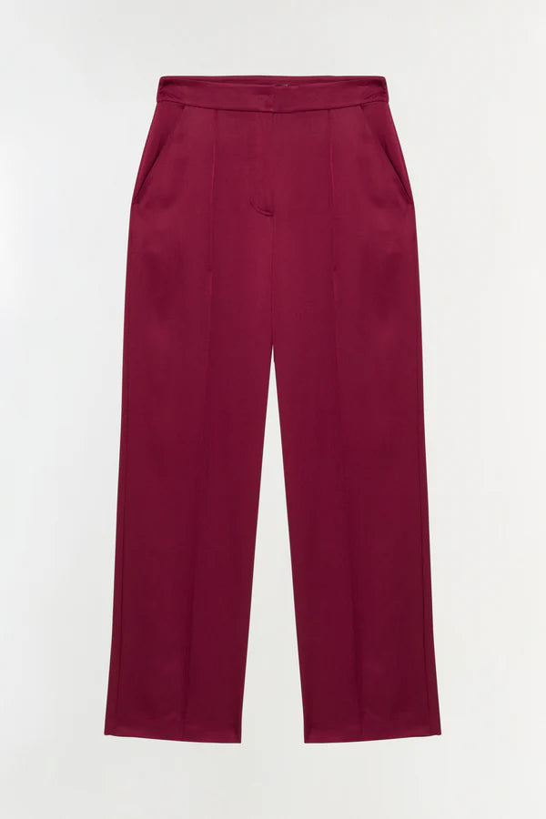 Simkhai Kyra Satin Wide Leg Pant - Cranberry