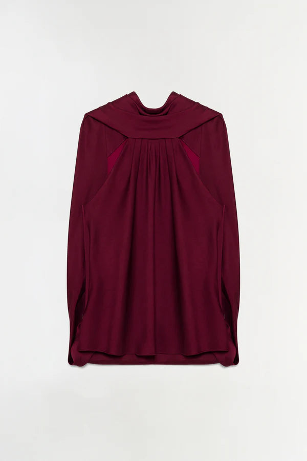 Simkhai Scarlett Satin Cape Top Cranberry