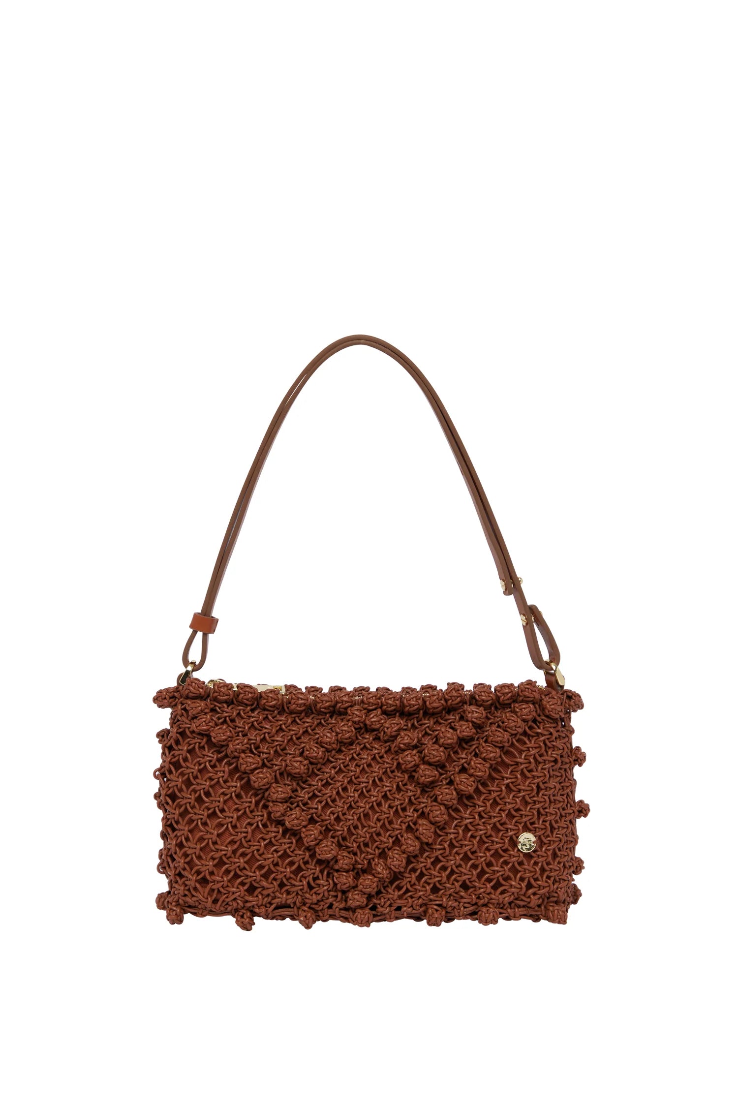 Alemais Leather Macrame Clutch - Rust