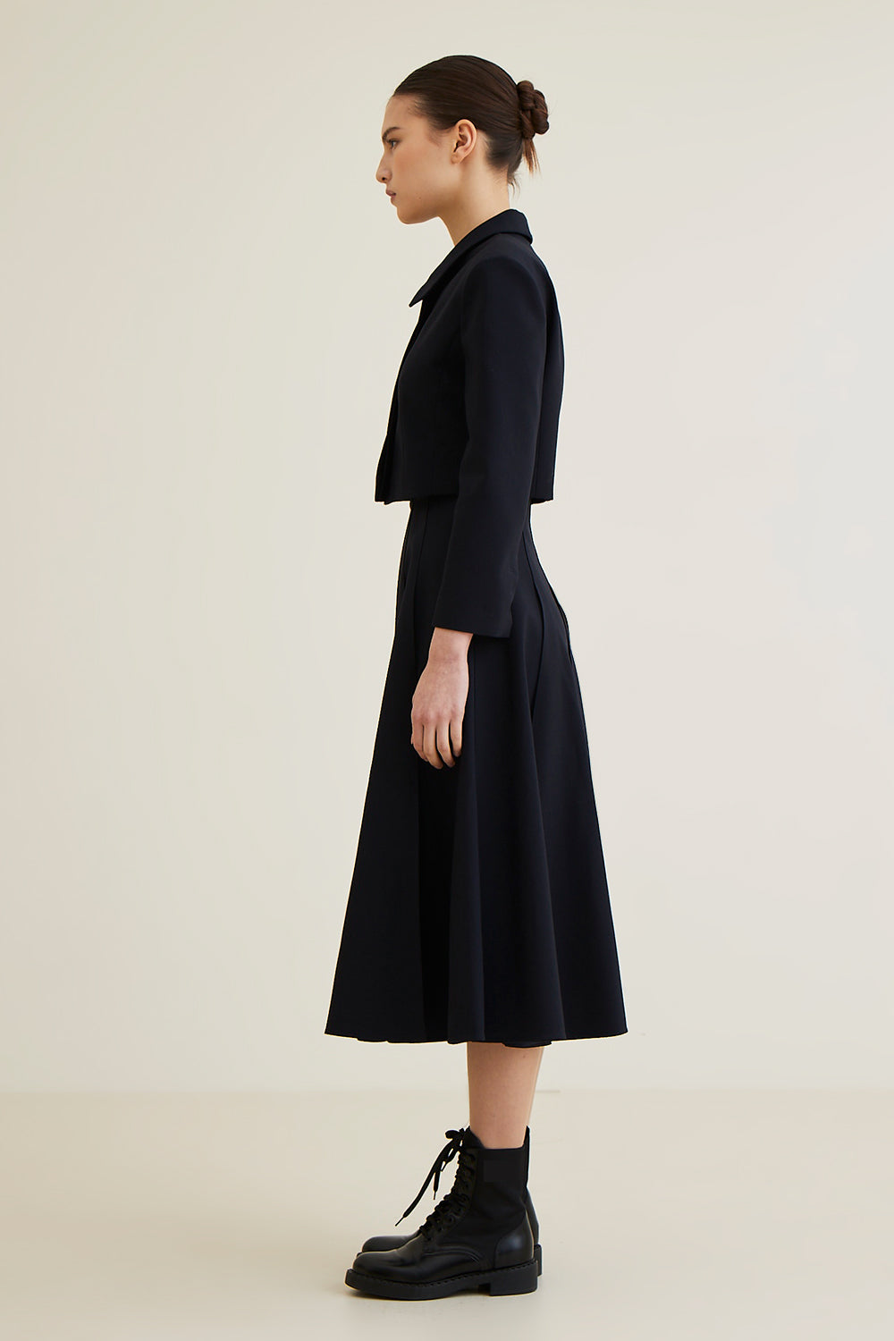 Hagahi Silk Wool Pleated Skirt