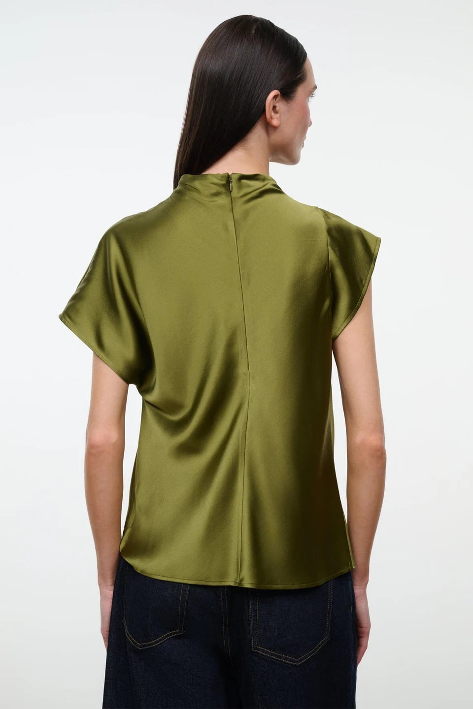 Staud Davina Silk Top - Pear