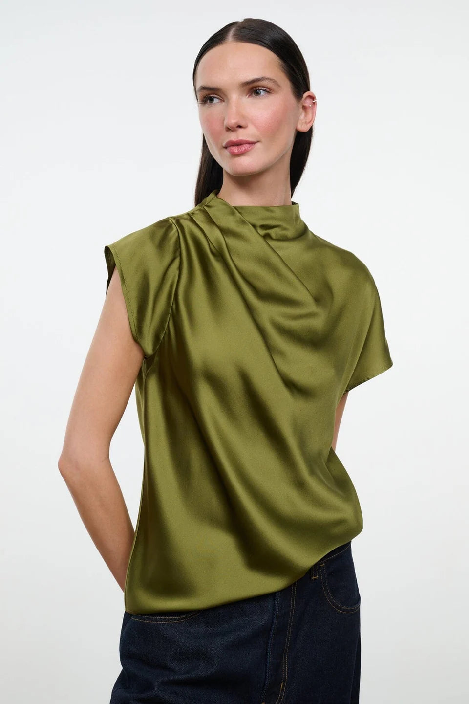 Staud Davina Silk Top - Pear