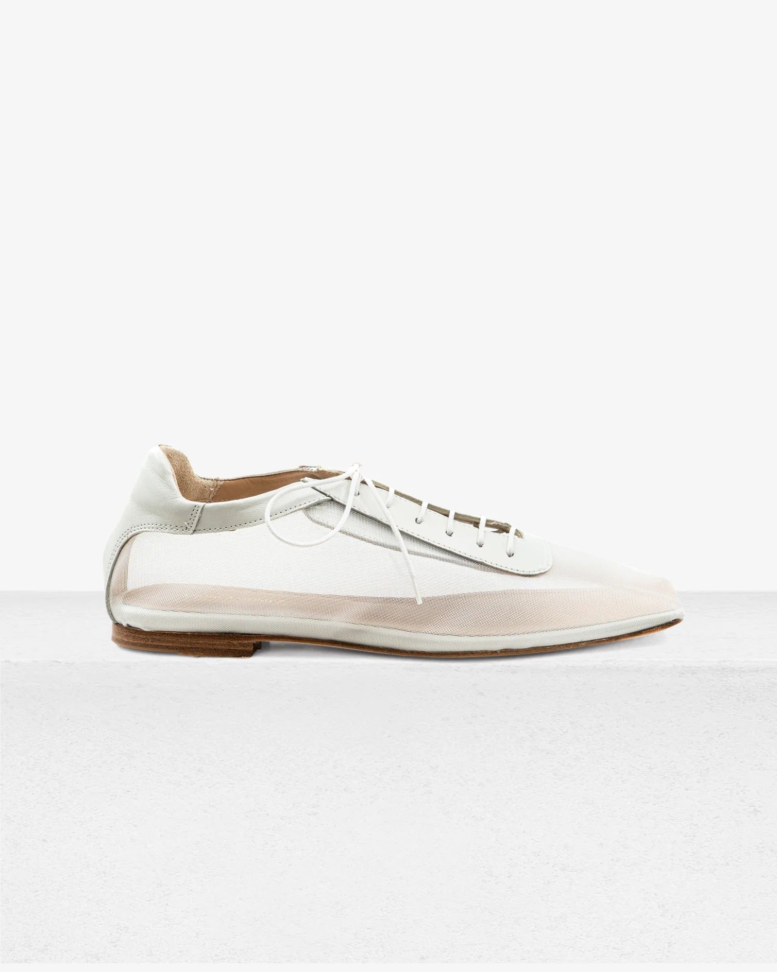 Andrea Gomez Antonia Clear Mesh Flats White