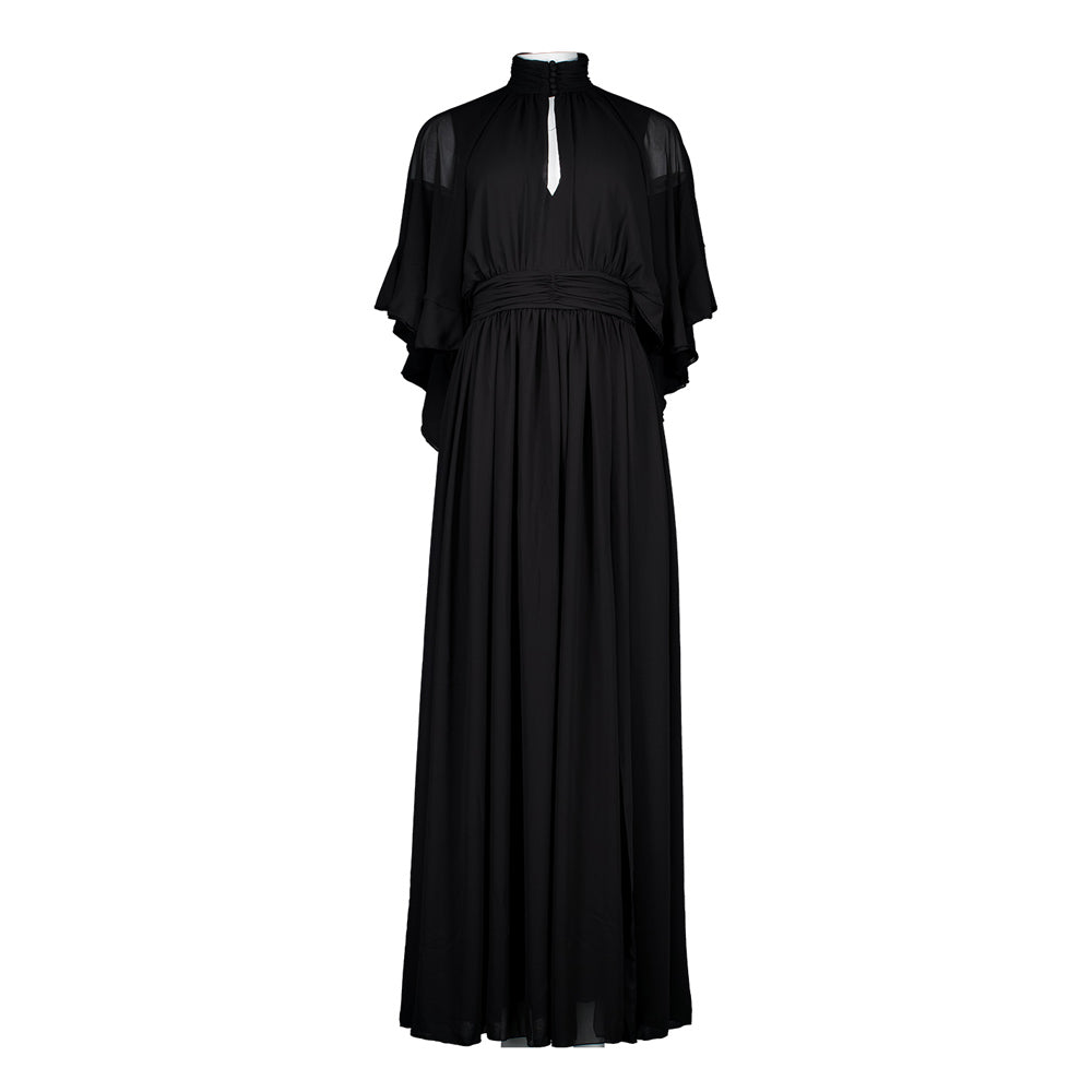 Hagahi Cape Maxi Evening Dress Black