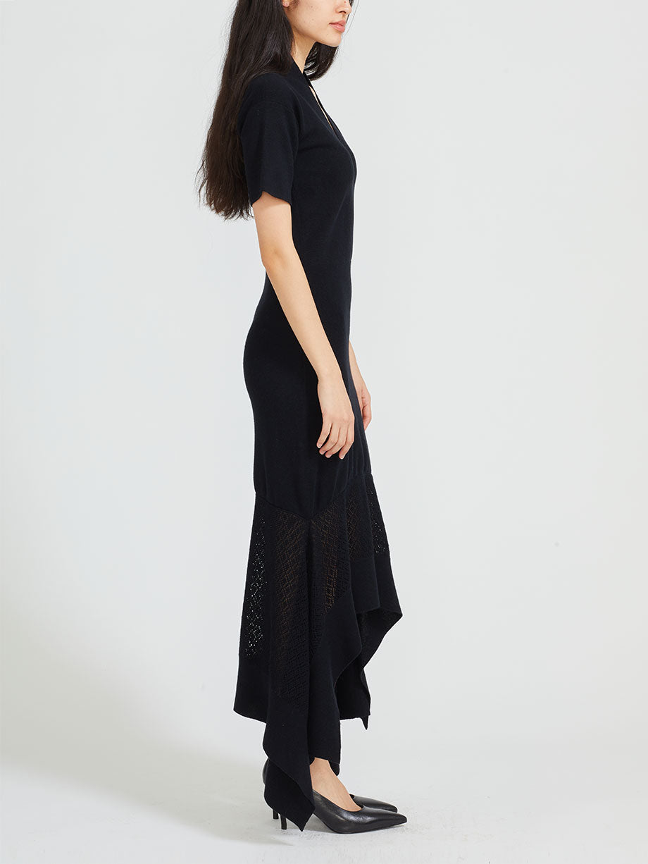 PAMPA Diana alpaca cotton mesh bottom midi dress