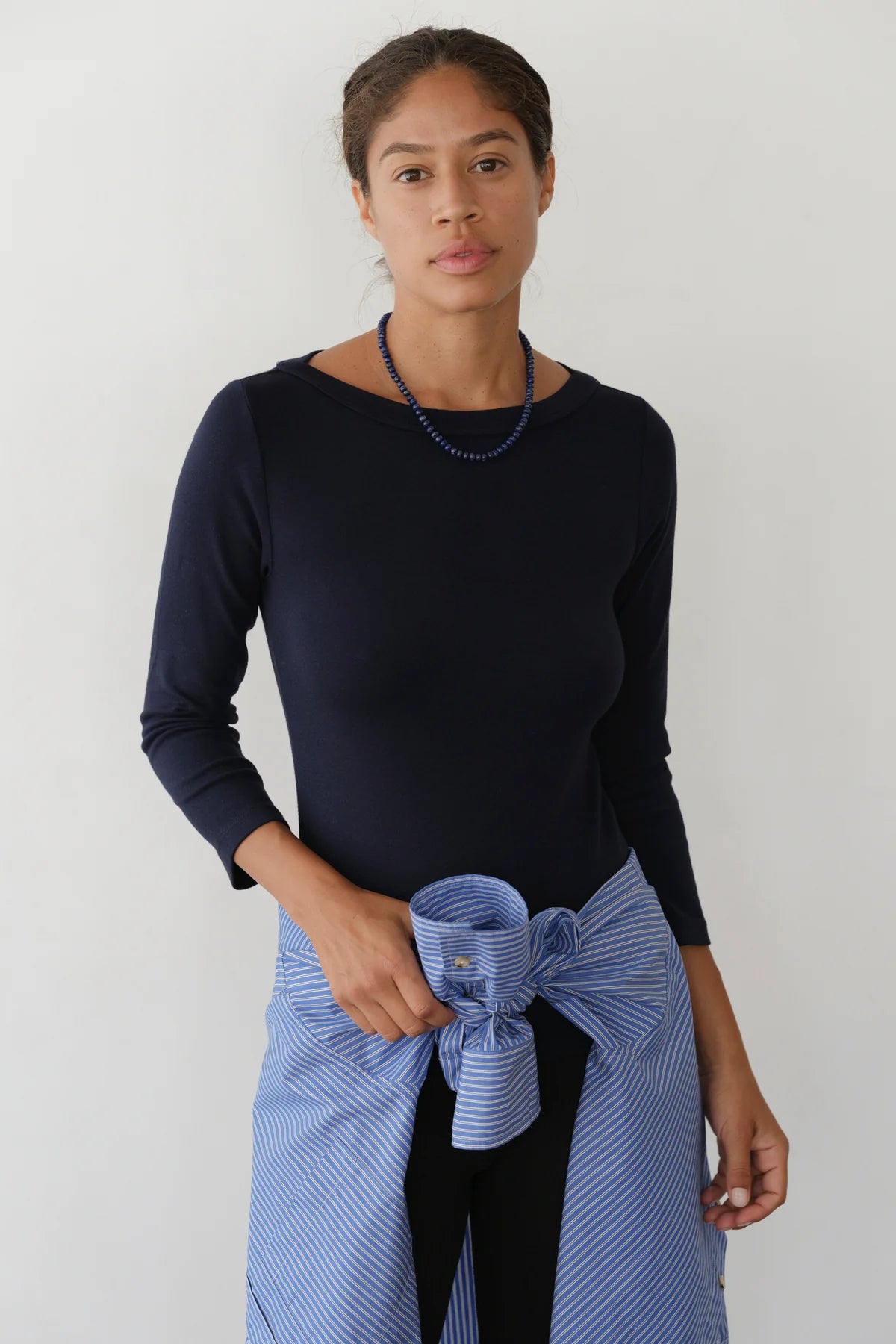 Donni Baby Rib Boat Neck - Navy