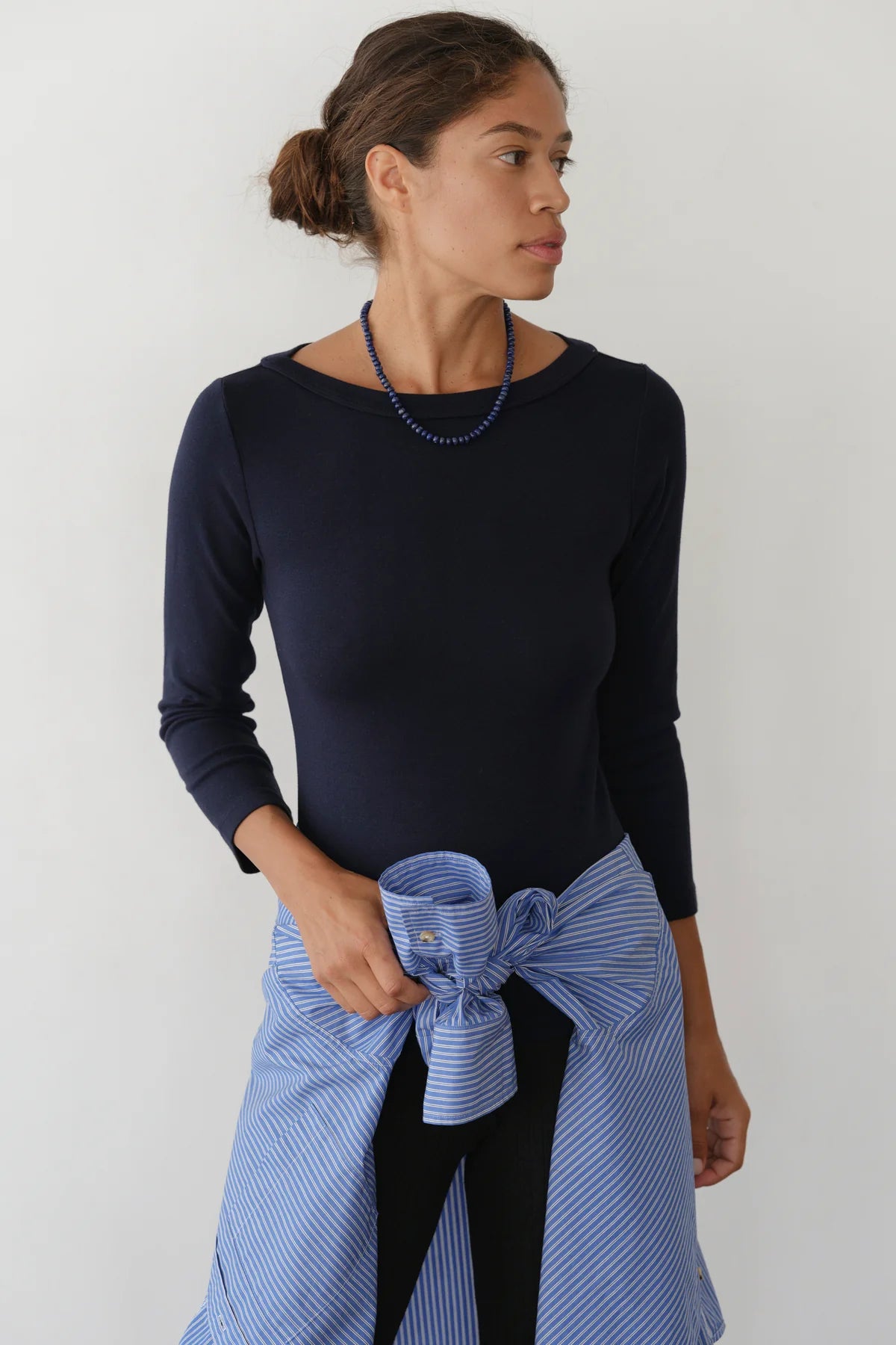 Donni Baby Rib Boat Neck - Navy