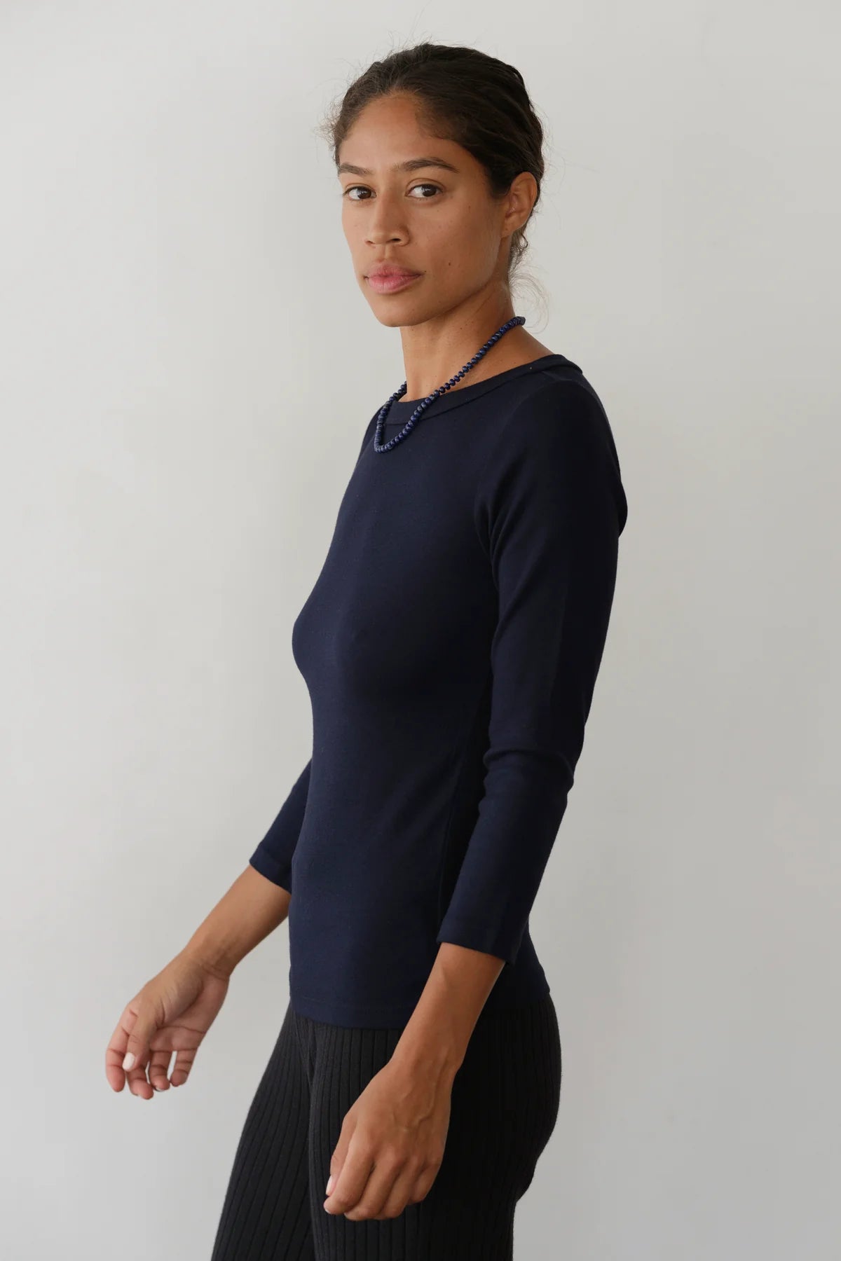 Donni Baby Rib Boat Neck - Navy
