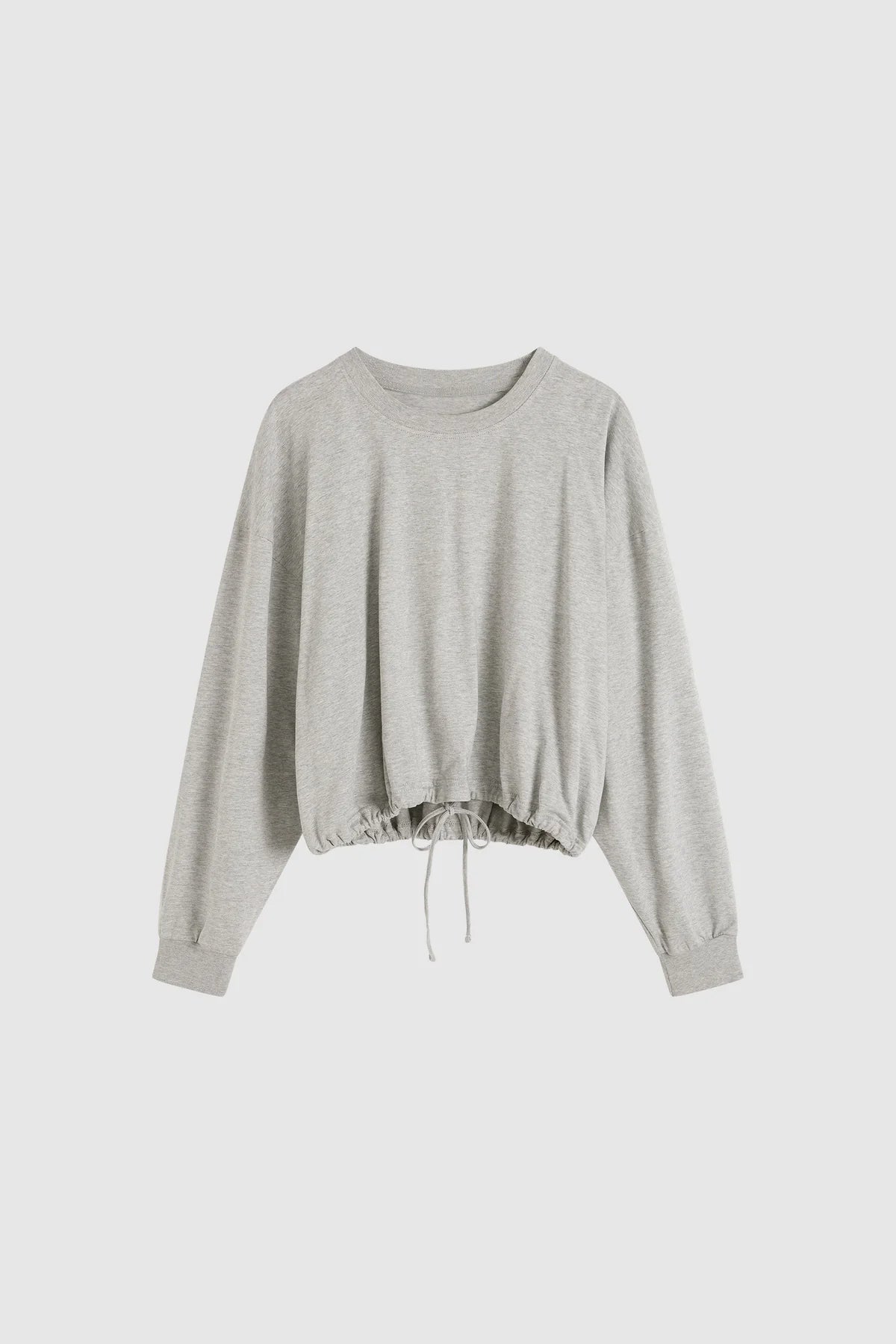 St. Agni Drawstring Long Sleeve Top - Light Grey Marle