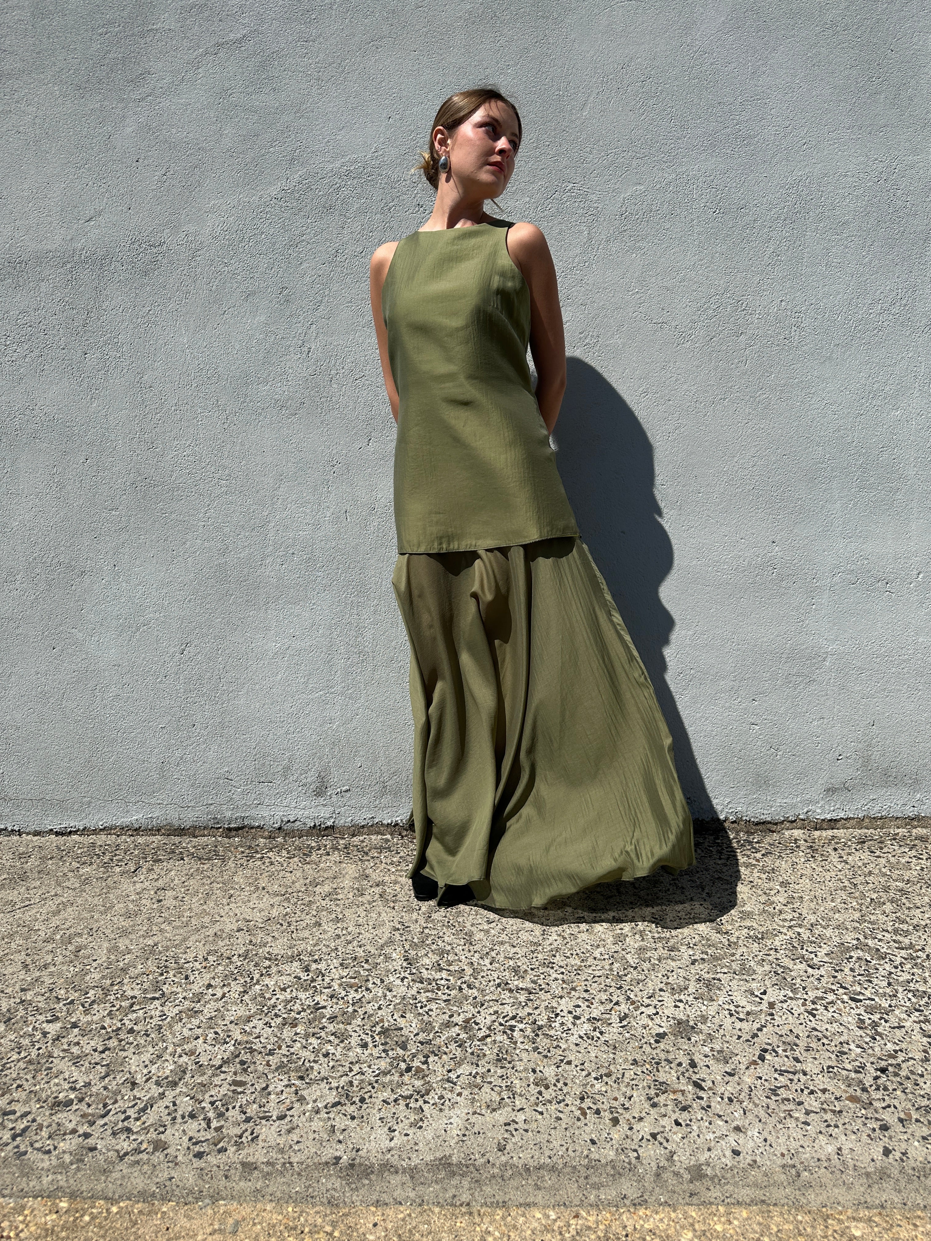 Marques Almeida Green Double Layered Long Dress