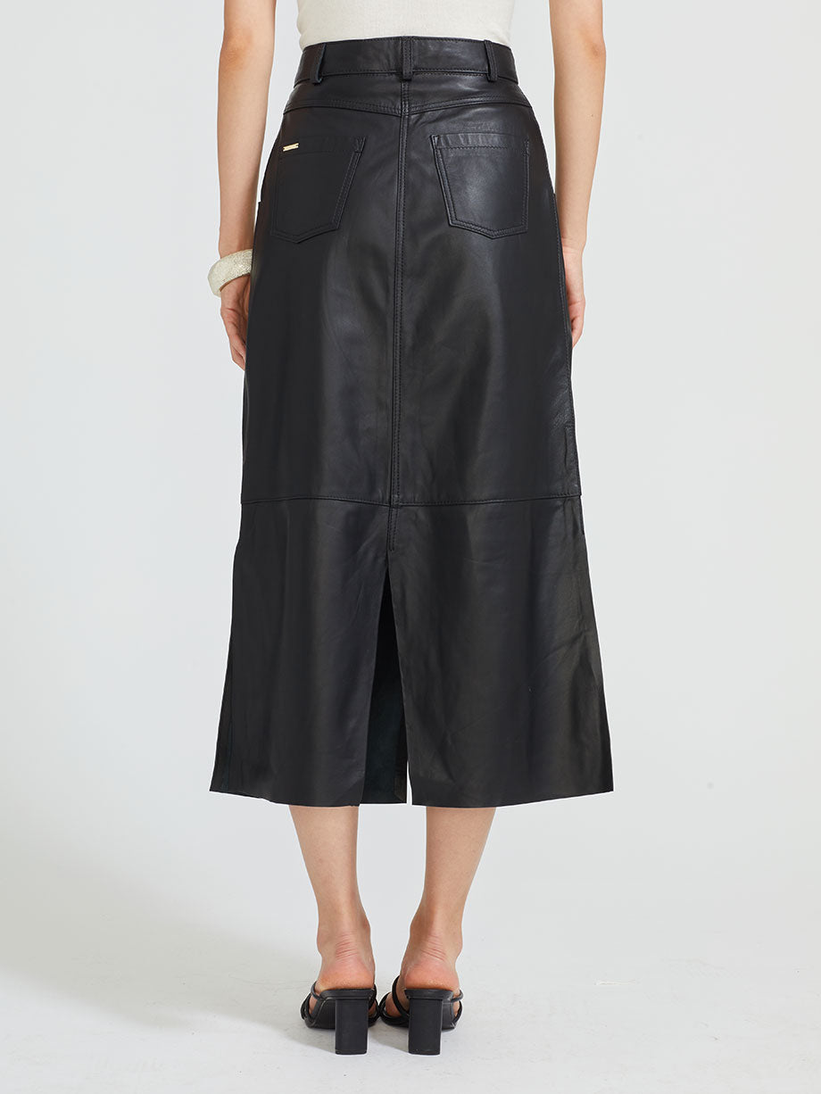 SAVIA Tanta couro sheepskin leather skirt