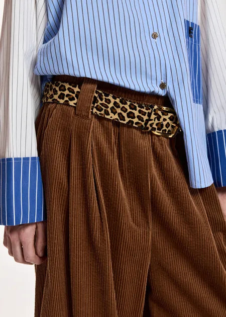 Essential Antwerp Black and brown leopard-print leather belt