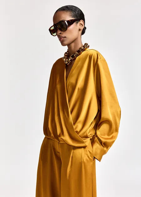 Essential Antwerp draped wrap top with v-neck