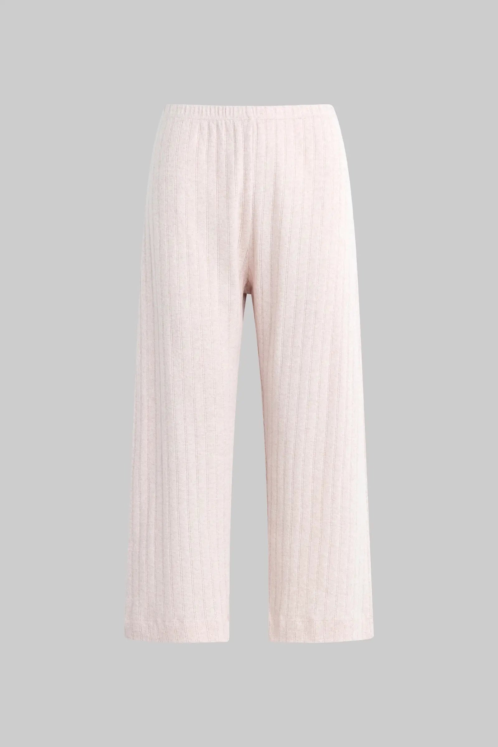 Leset Pointelle Crop Wide Leg Pant - Petal Melange