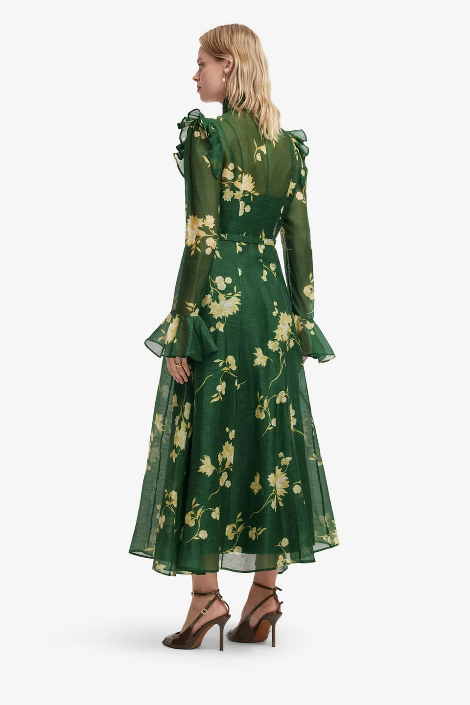 Leo Lin Katrina Butterfly Sleeve Midi Dress -Green