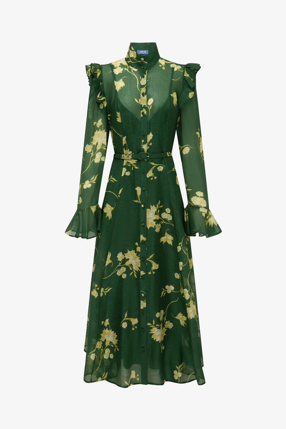 Leo Lin Katrina Butterfly Sleeve Midi Dress -Green