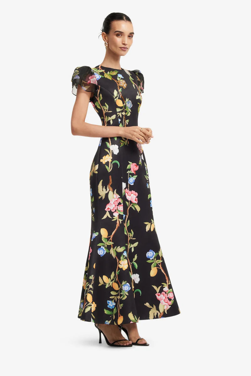 Leo Lin Sofia Embellished Puff Sleeve Maxi Dress