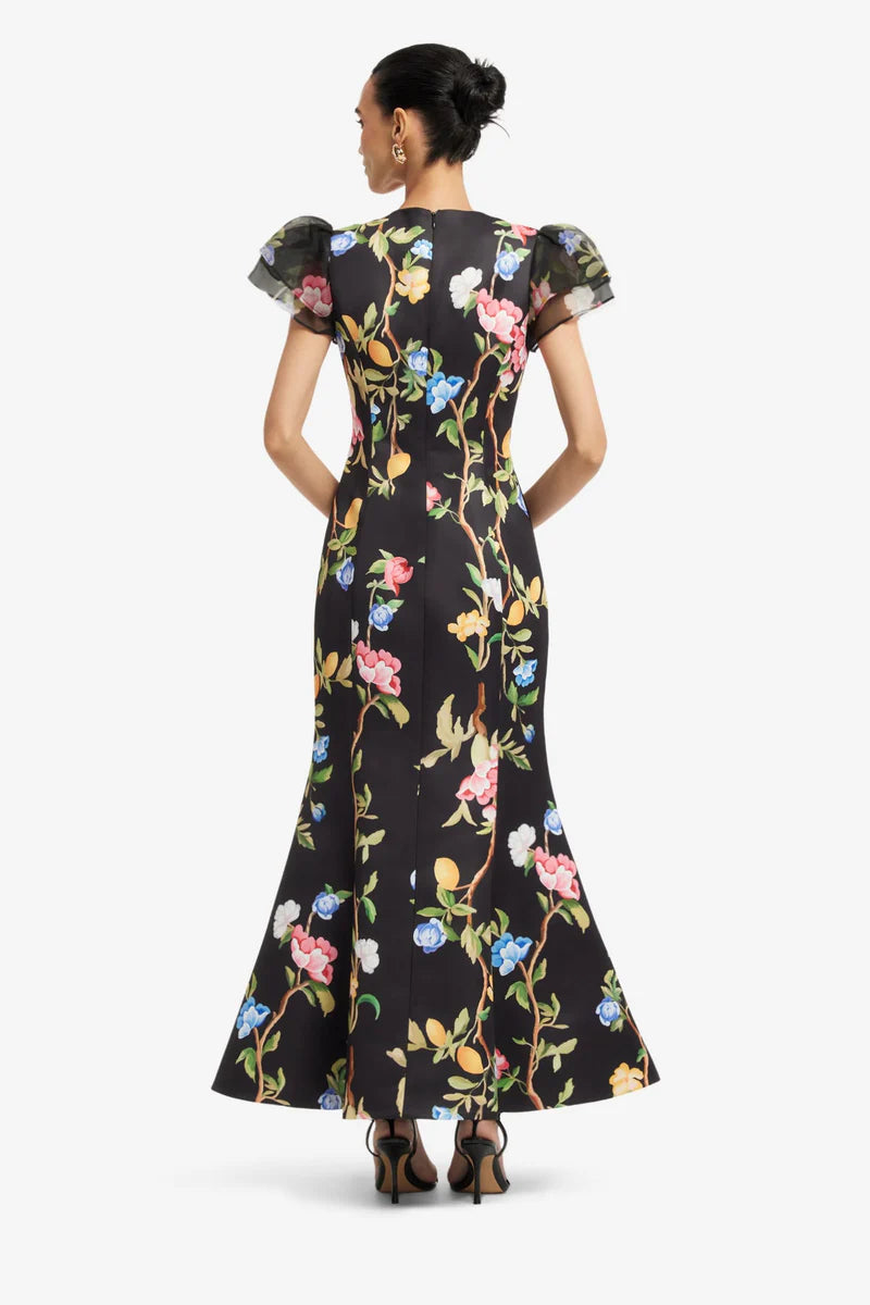 Leo Lin Sofia Embellished Puff Sleeve Maxi Dress