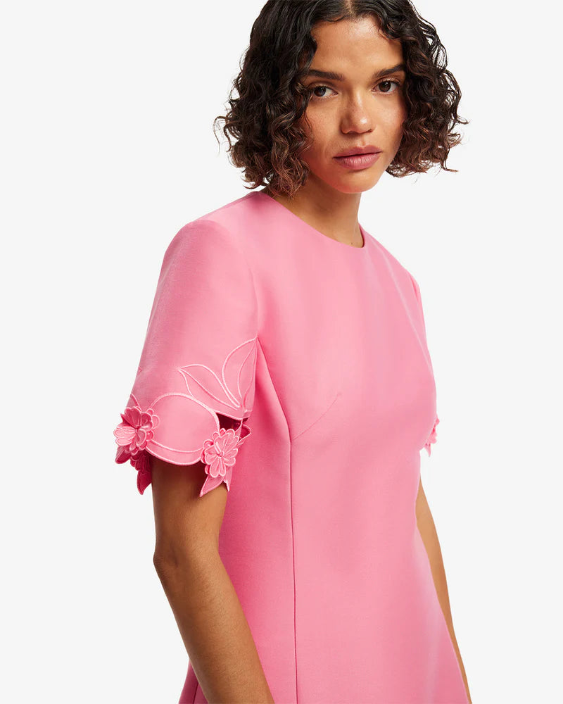 Leo Lin Caroline Appliqué Short Sleeve Midi Dress