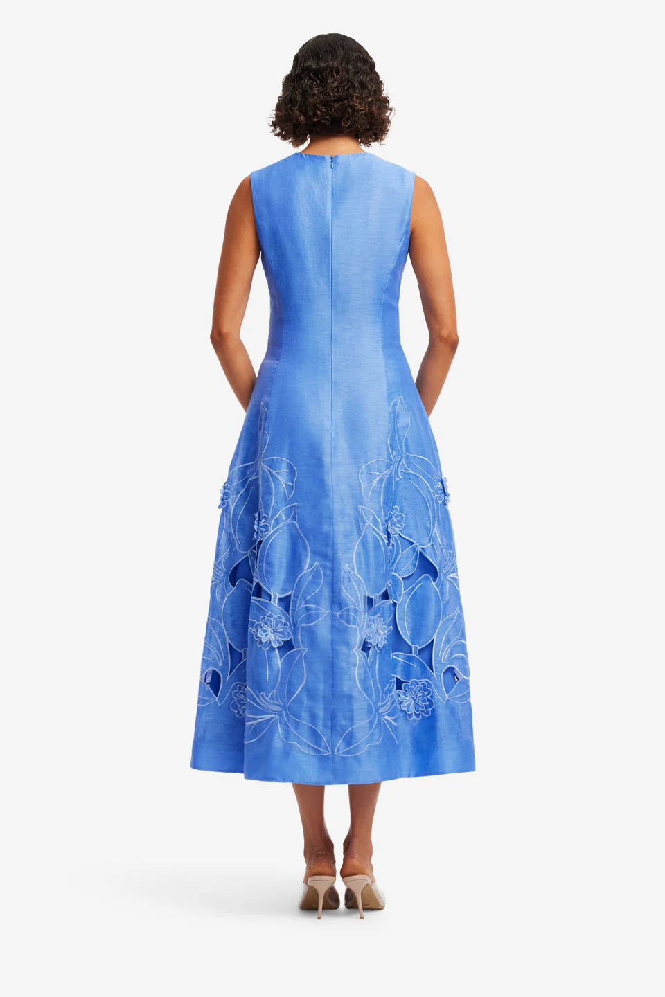Leo Lin Cleo Appliqué Sleeveless Midi Dress Azure