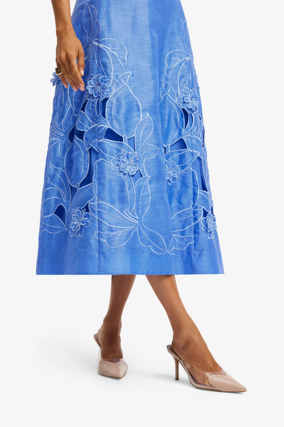 Leo Lin Cleo Appliqué Sleeveless Midi Dress Azure