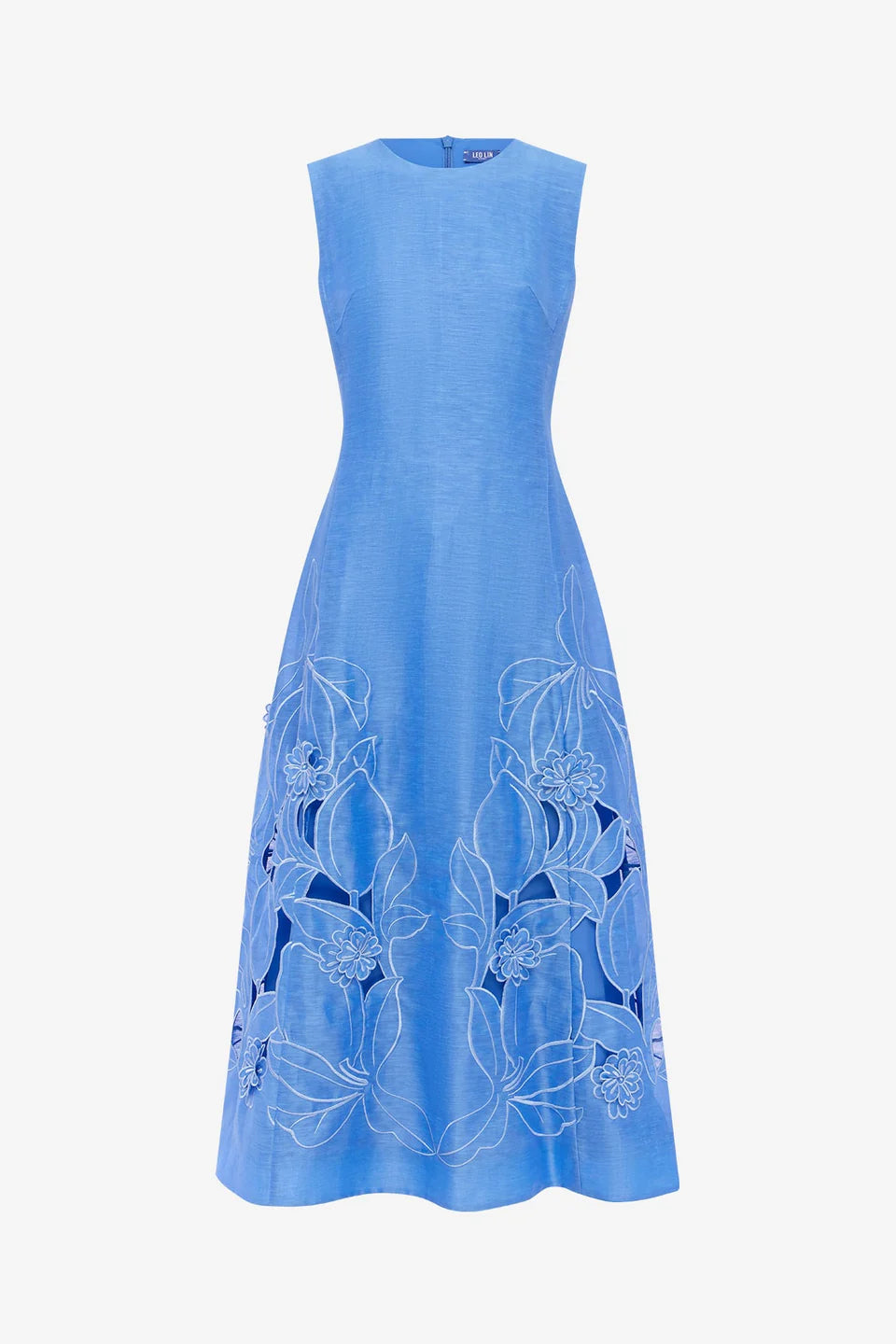 Leo Lin Cleo Appliqué Sleeveless Midi Dress Azure