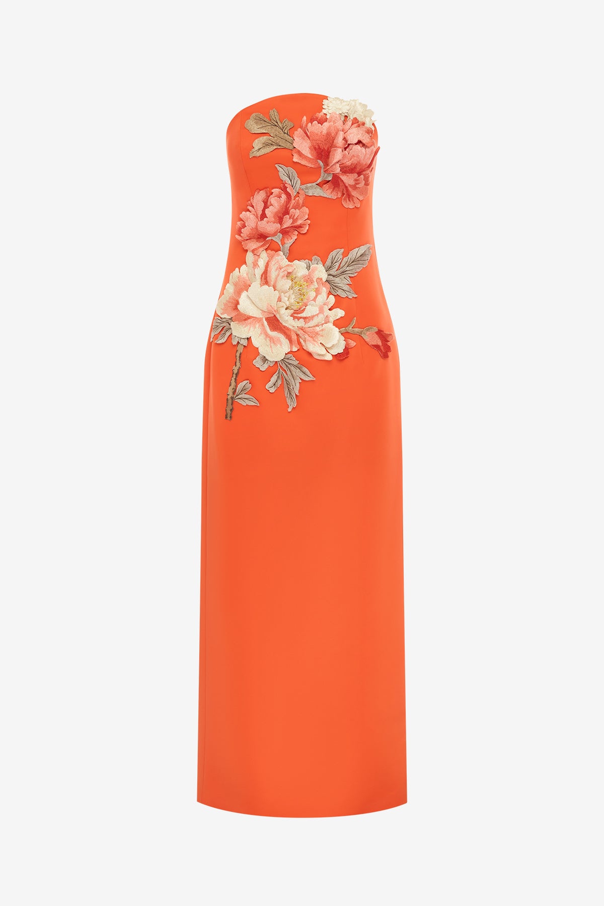 Leo Lin Ava Appliqué Floral Bustier Maxi Dress - Saffron