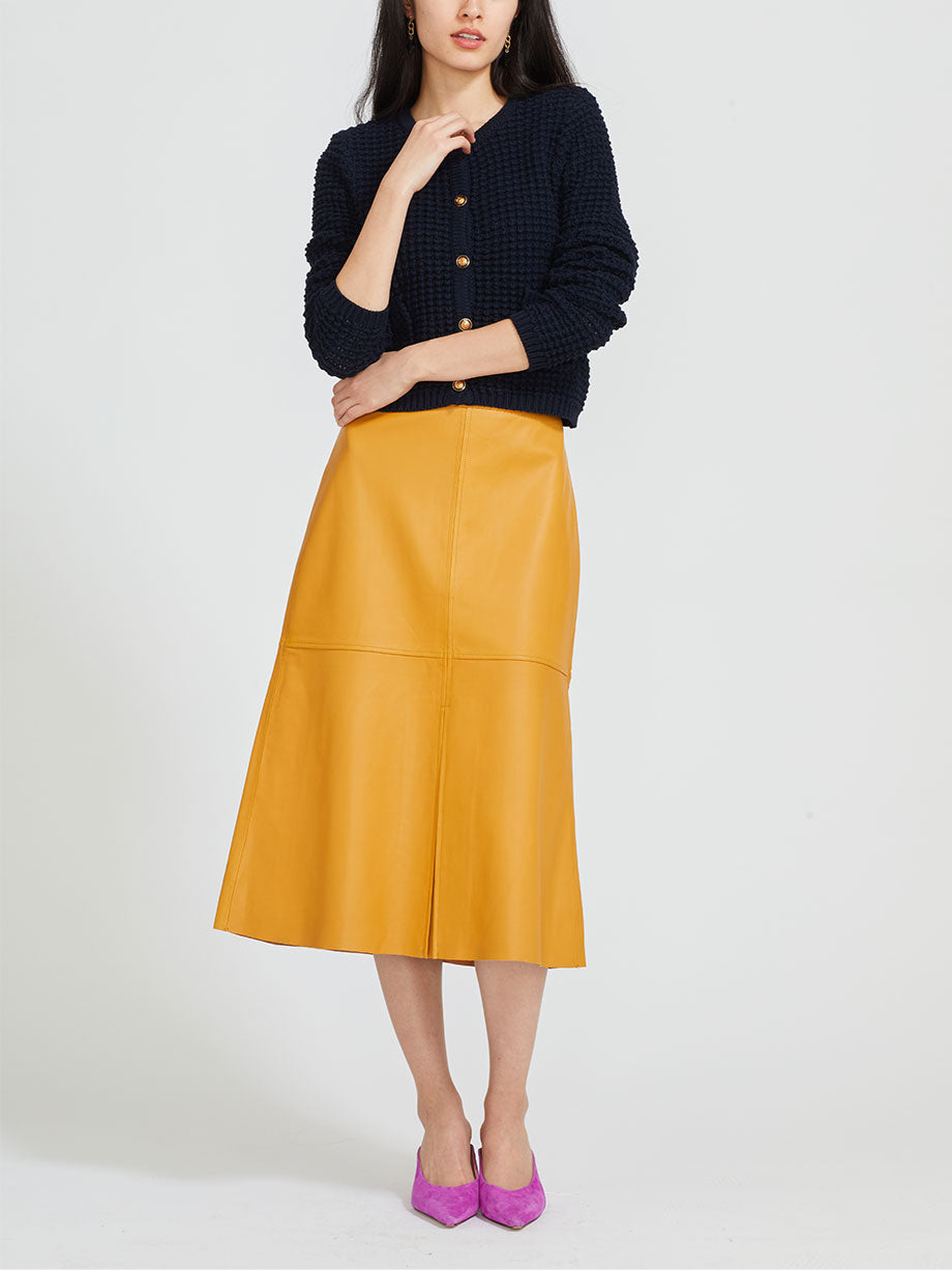 IRIS SETLAKWE A-line leather midi skirt