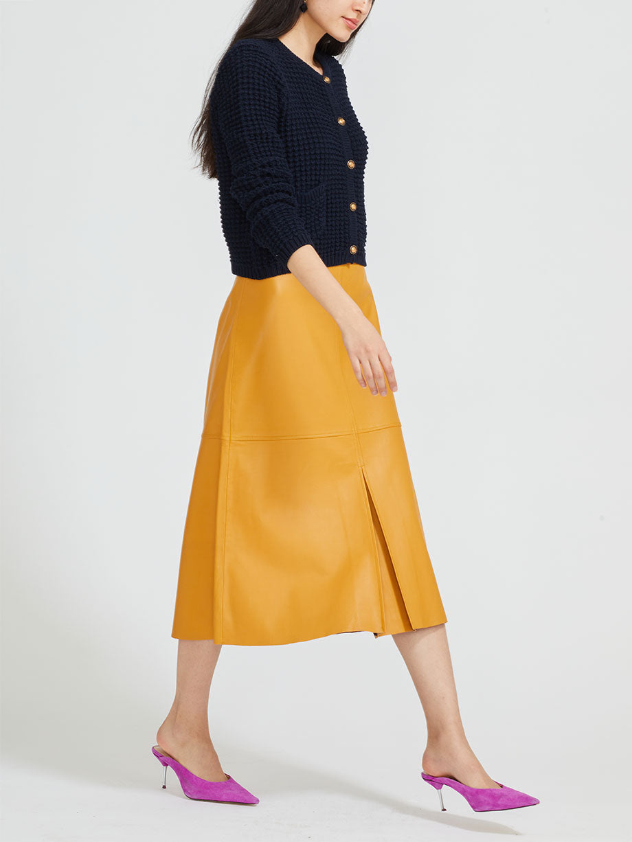 IRIS SETLAKWE A-line leather midi skirt