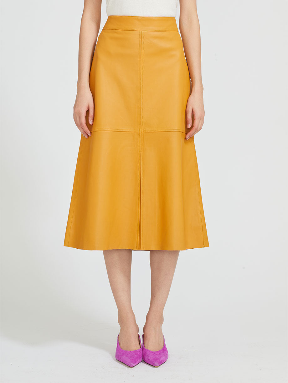 IRIS SETLAKWE A-line leather midi skirt