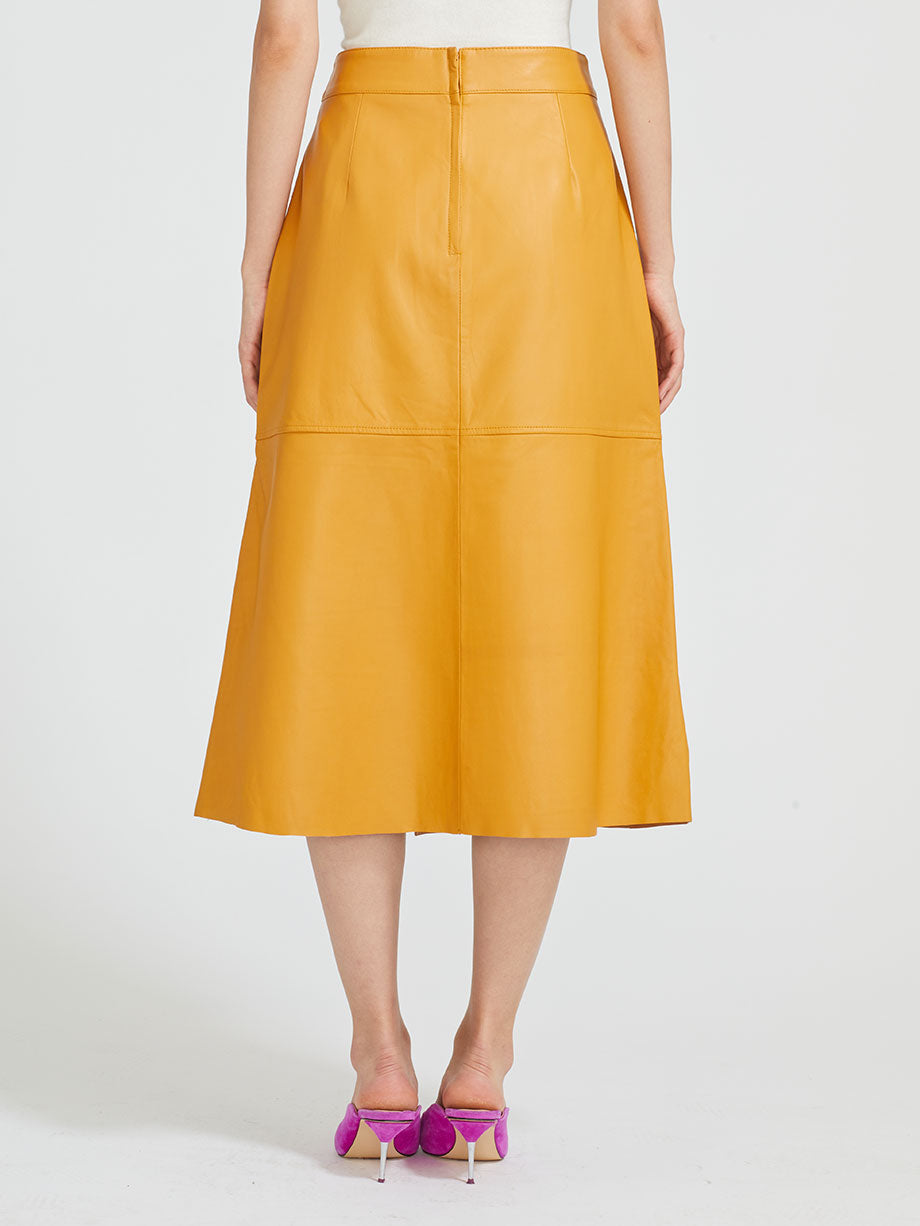 IRIS SETLAKWE A-line leather midi skirt