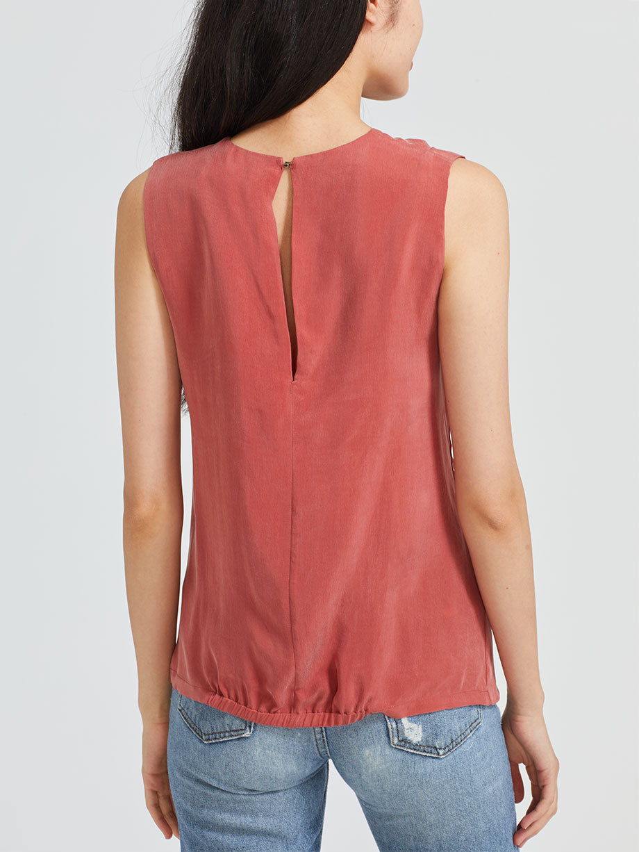 YASEMIN OZERI Cross neck cupro sleeveless top