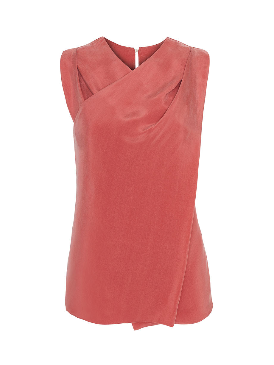 YASEMIN OZERI Cross neck cupro sleeveless top