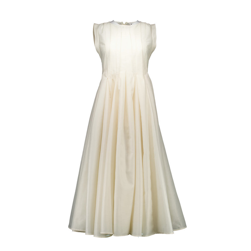 Hagahi Pleated Long Dress Ivory