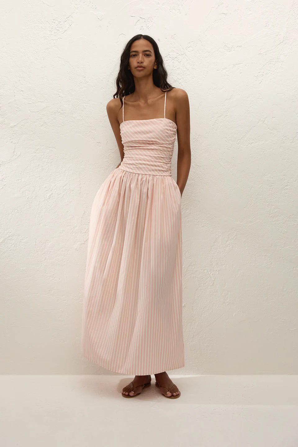 Faithfull The Brand Portlligat Maxi Dress Carmen Stripe Peony White