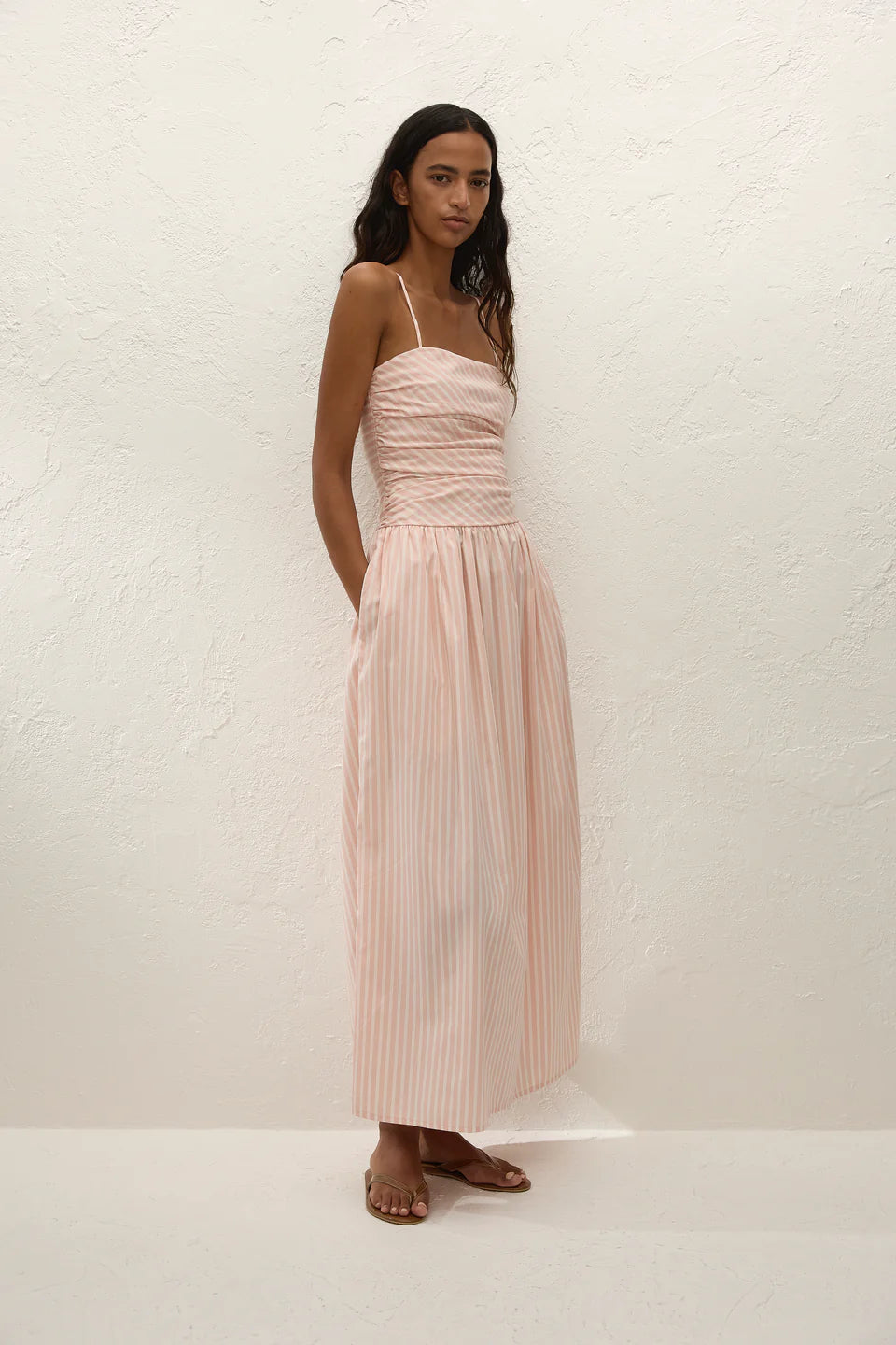 Faithfull The Brand Portlligat Maxi Dress Carmen Stripe Peony White