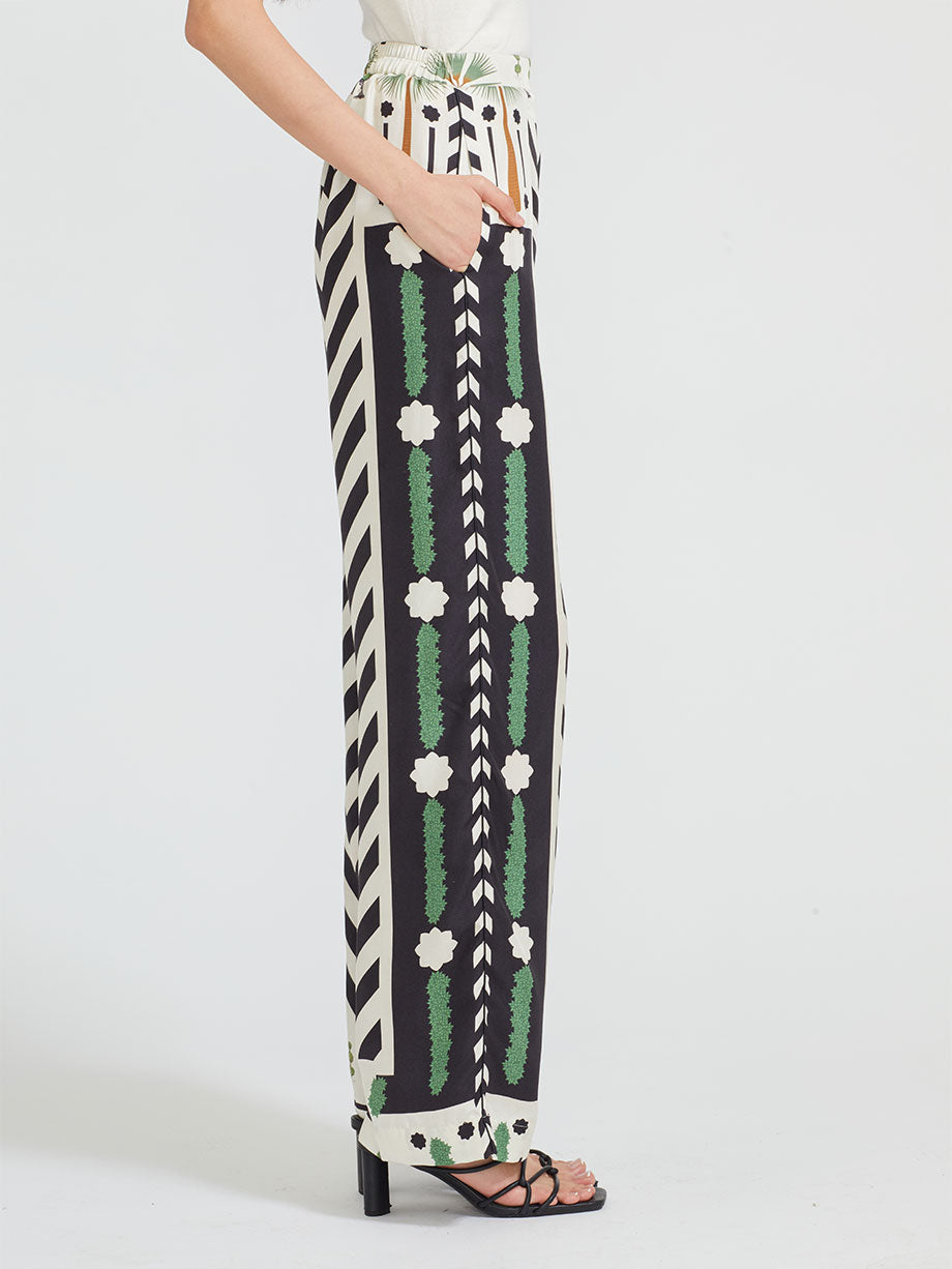 FALGUNI SHANE PEACOCK Macha palm silk twill straight leg pant