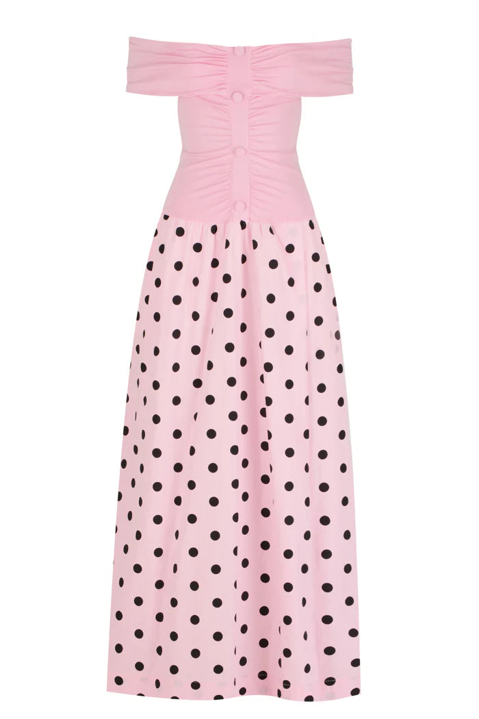 S/W/F Off Shoulder Maxi - Dots of Joy