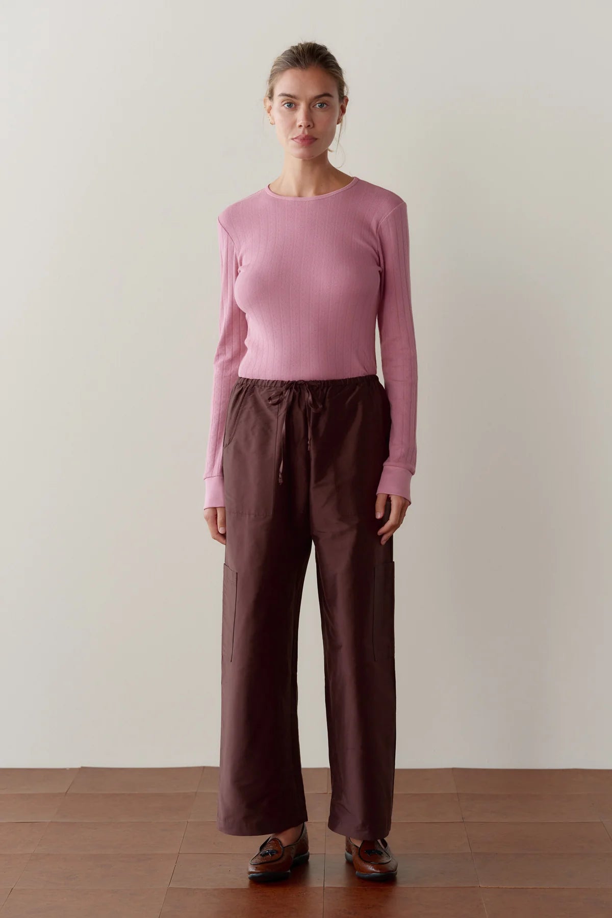Donni Silk Taffeta Cargo Pant - Espresso