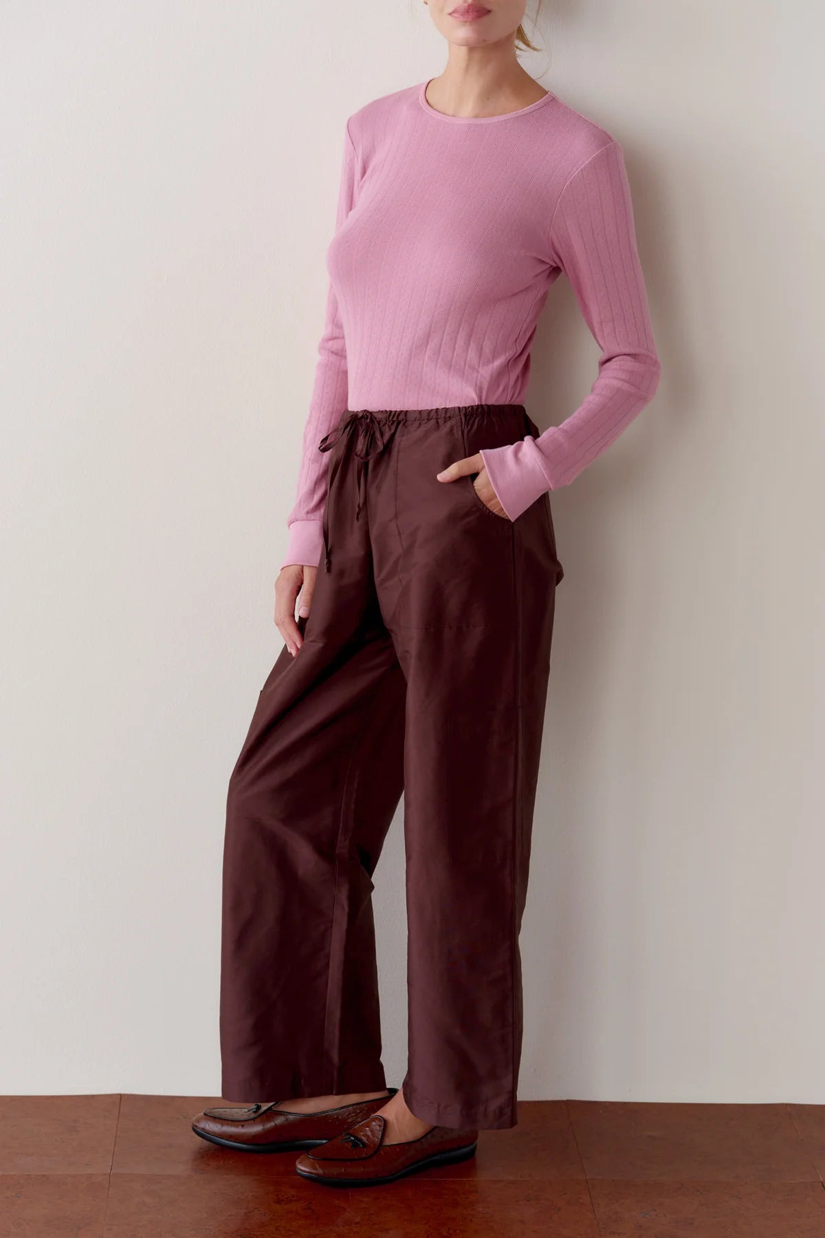 Donni Silk Taffeta Cargo Pant - Espresso