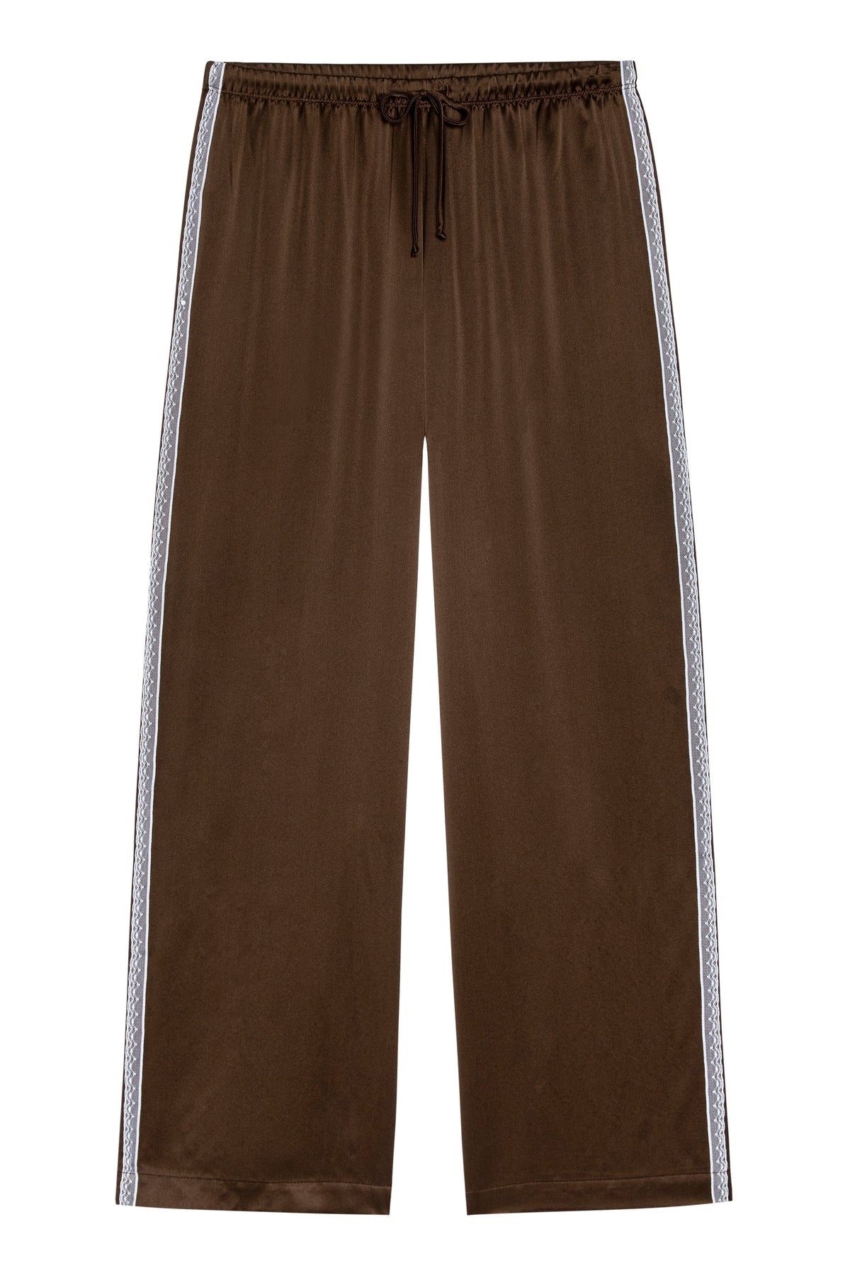 Donni Silk Lace Stripe Crop Pant - Espresso